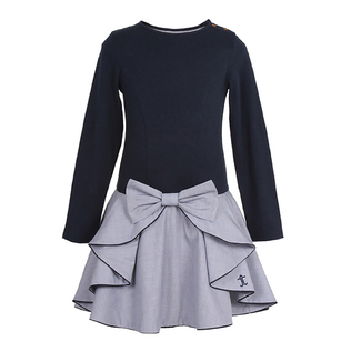 英国原产JESSIE AND JAMES蝴蝶结裙女裙长袖纯色连衣裙