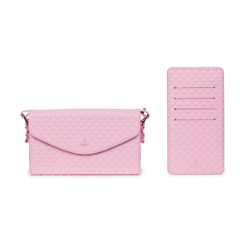韩国原产JACKLYN 手机包信用卡包男女零钱包多功能单肩包 粉红