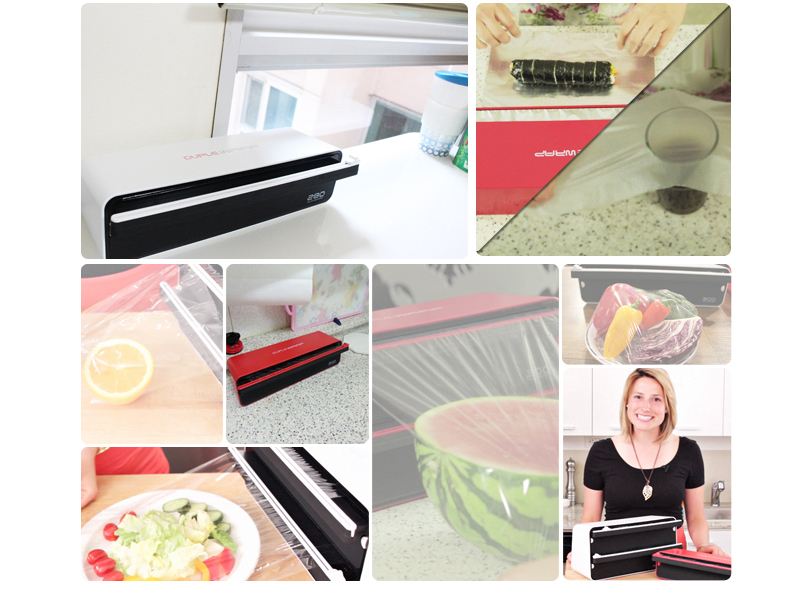 韩国原产DUPLEWRAP保鲜膜刀片切割器切割盒双层 红色