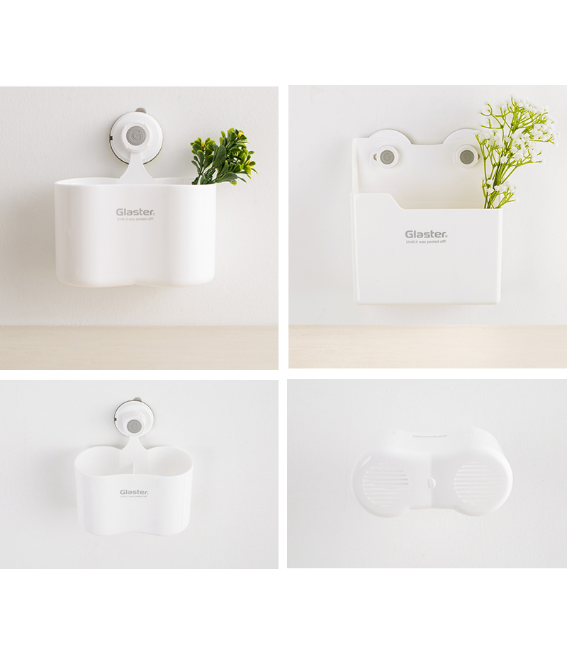 韩国原产Glaster无痕防水强力挂架浴室多用途收纳盒 白色