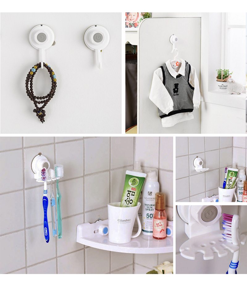 韩国原产Glaster无痕挂钩塑料挂钩吸盘挂钩3个装 白色