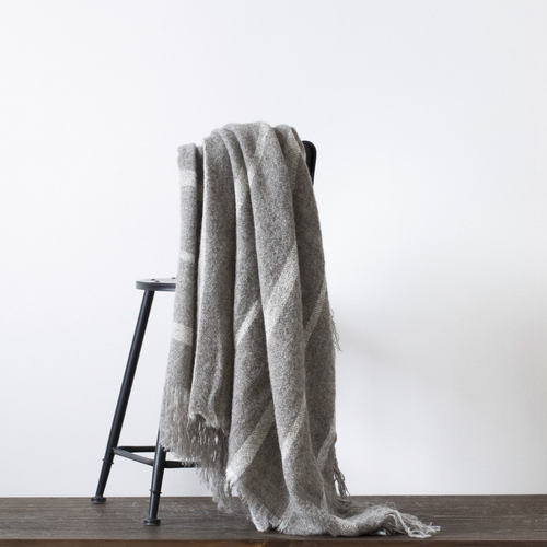新西兰原产Stansborough指环王拉绒羊毛灰羊毛针织盖毯 浅灰