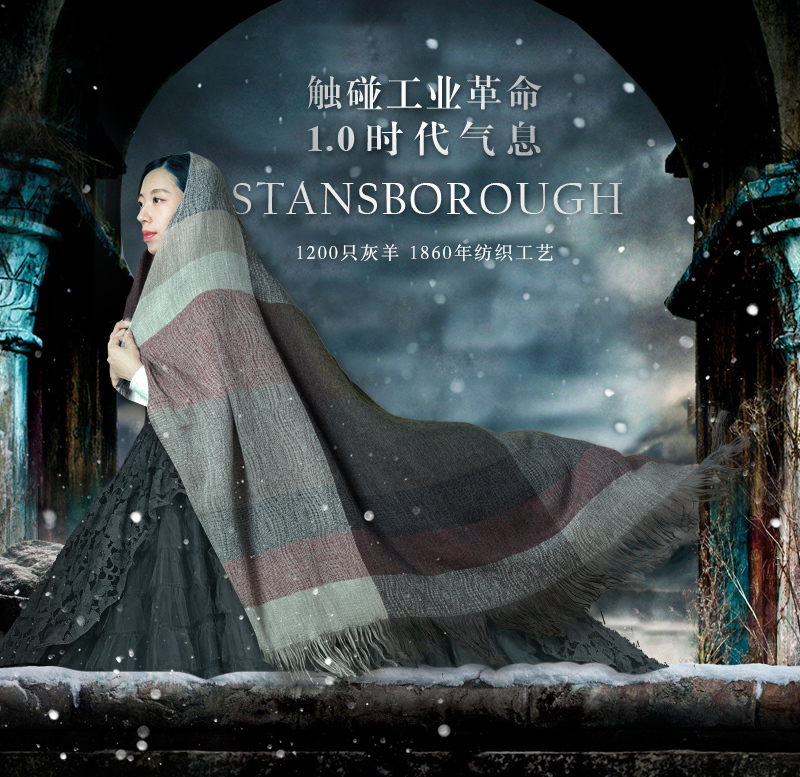 新西兰Stansborough指环王系列灰羊毛针织披肩盖毯 蓝色