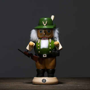 德国原产DREGENO木偶胡桃夹子拿着步枪和望远镜的守林人