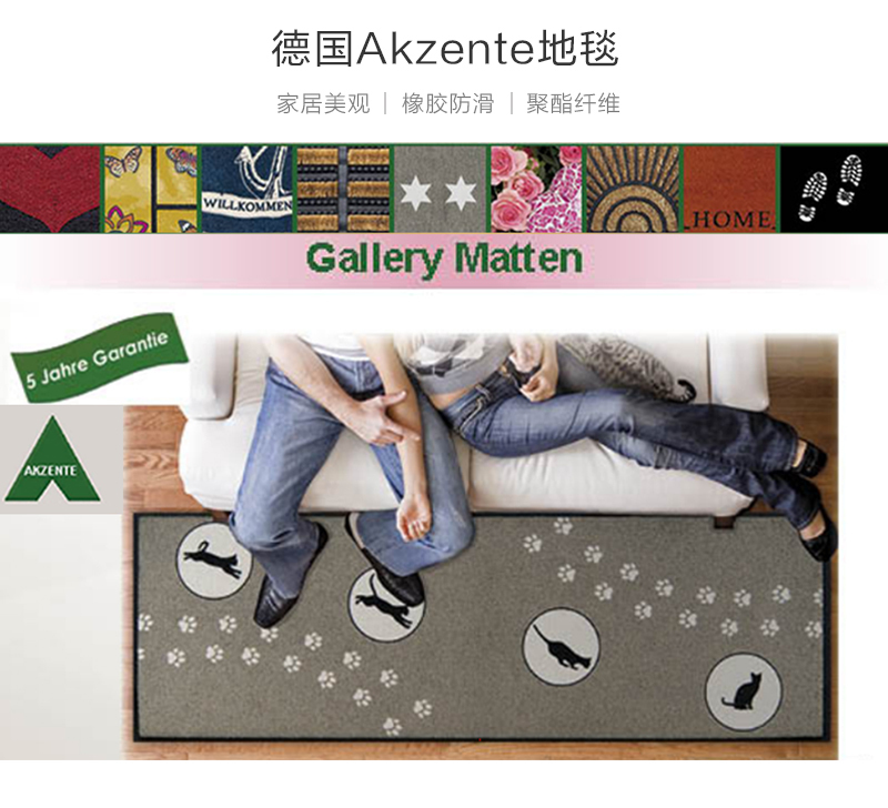 德国原产AKZENTE Gallery系列地毯脚垫门厅垫 夏日玫瑰 彩色