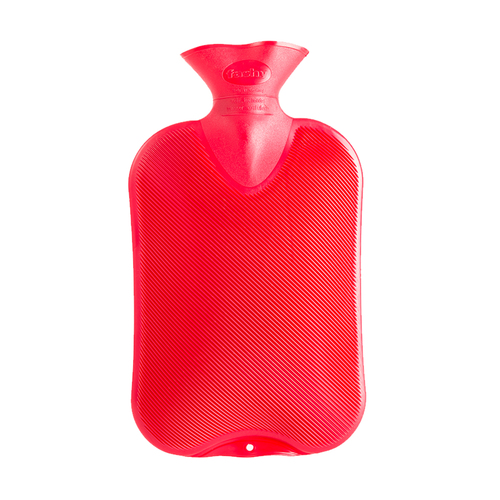 德国原产fashy注水防爆热水袋暖手宝暖水袋简洁菱纹 大红