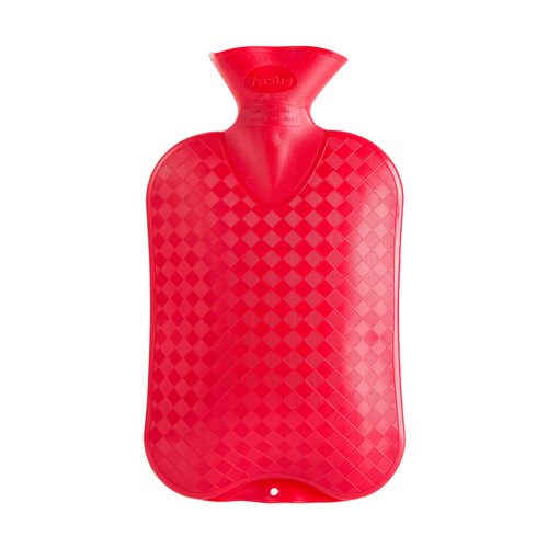 德国原产fashy防爆热水袋暖手袋暖水袋双面菱形图案 大红色