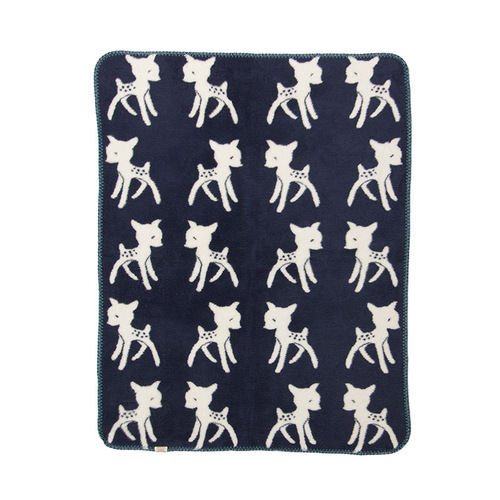 瑞典fabulous goose棉质婴儿毛毯童毯盖毯小鹿斑比经典 深蓝