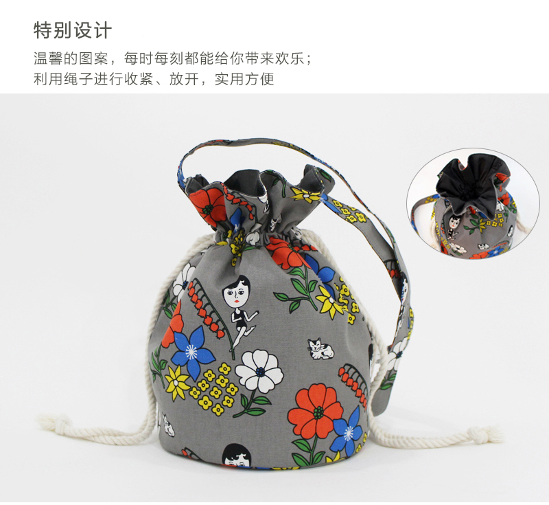 韩国原产1537单肩包斜跨包抽绳水桶包 灰色