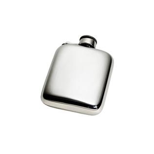 英国Wentworth Pewter光滑表面酒壶-带皮套便携式锡制酒壶