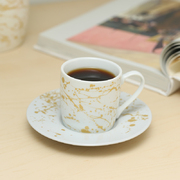 德国Könitz 金色大理石纹意式简约 咖啡杯马克杯杯碟套装 咖啡杯