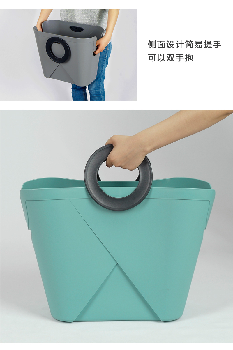 韩国原产Woorim创意设计洗衣筐收纳筐脏衣篮40L 天蓝