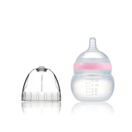 韩国原产Mamachi 宽口径全硅胶奶瓶160ml简装1孔0-3个月 粉红