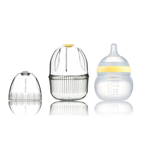 韩国原产Mamachi 宽口径全硅胶奶瓶160ml精装1孔0-3个月 黄色