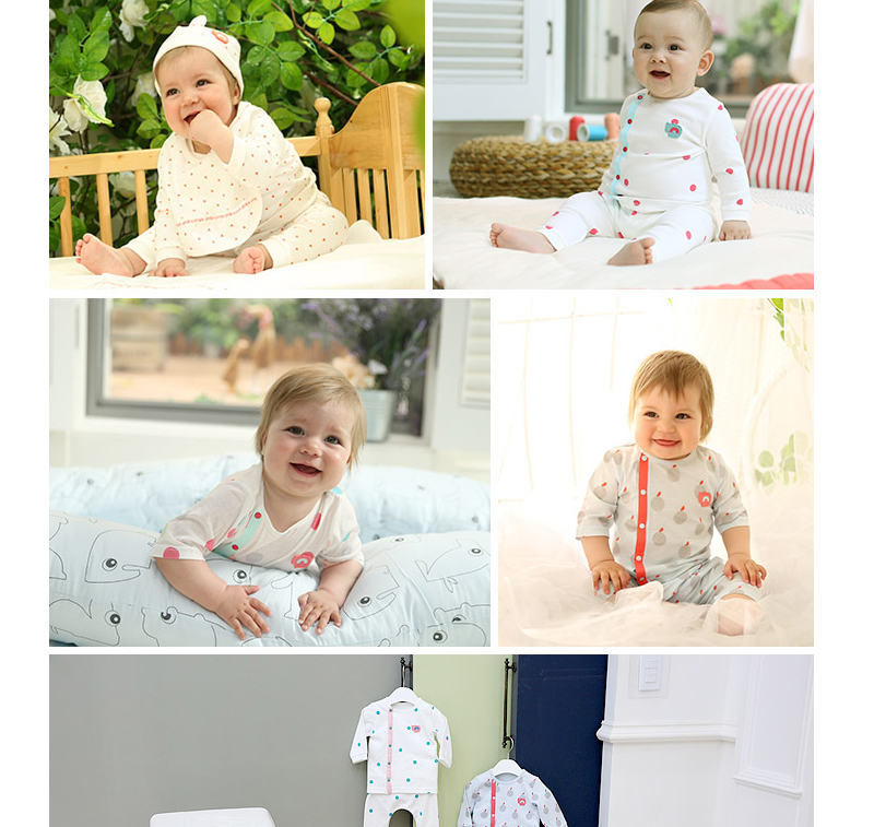 韩国原产philli imps精梳棉婴幼儿内衣宝宝开衫宝宝长裤 绿色 XS