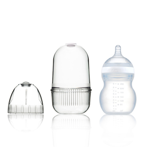 韩国原产Mamachi 宽口径全硅胶奶瓶260ml精装（3-6个月） 白色