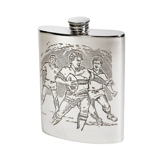 英国原产WENTWORTH PEWTER锡制酒壶便携酒壶足球场景酒壶