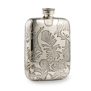 英国原产WENTWORTH PEWTER锡制酒壶便携酒壶孔雀纹