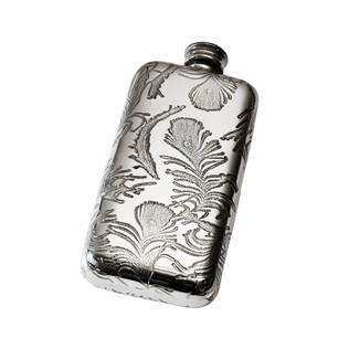 英国原产WENTWORTH PEWTER锡制酒壶便携酒壶孔雀纹长方形酒壶