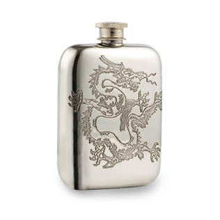 英国原产WENTWORTH PEWTER锡制酒壶便携酒壶中国龙