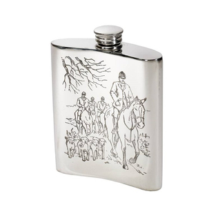 英国原产WENTWORTH PEWTER锡制酒壶便携酒壶狩猎场景酒壶