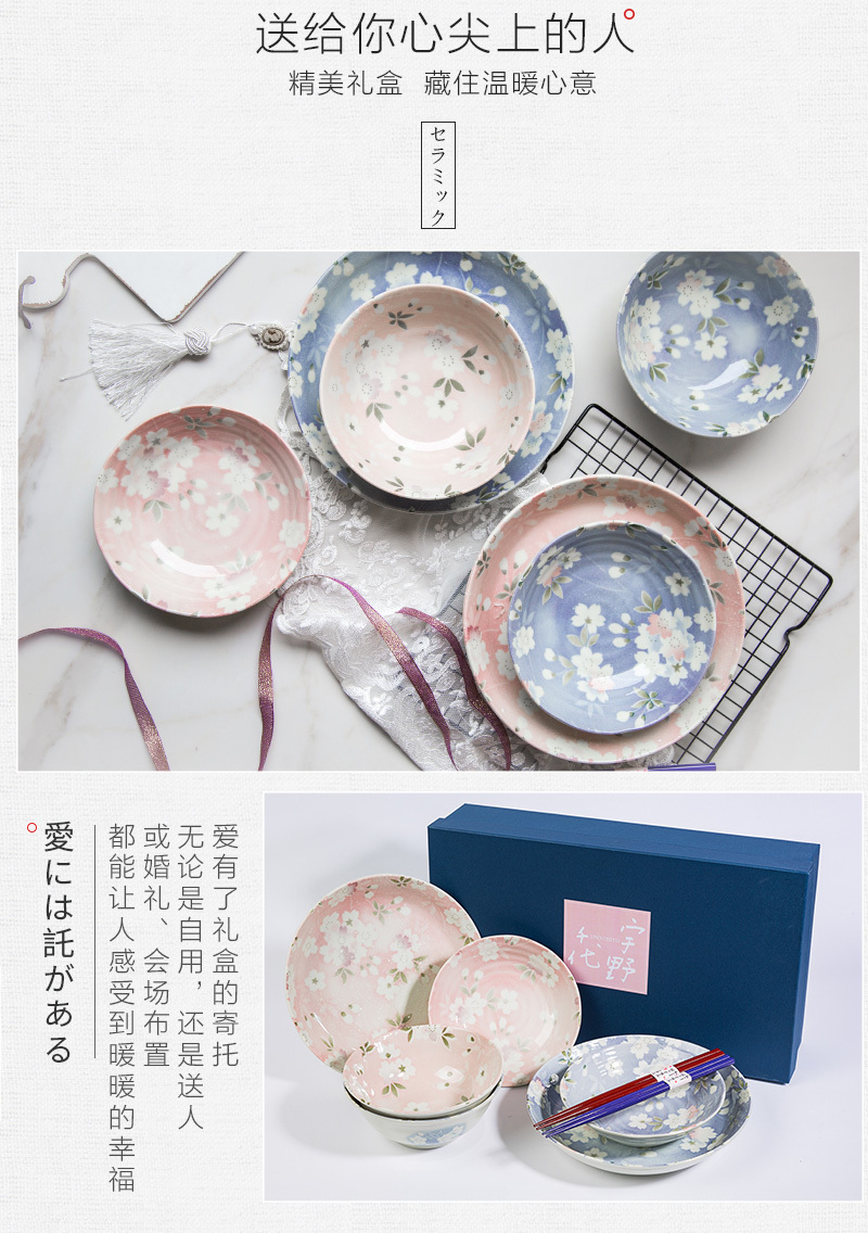 日本AITO宇野千代樱吹雪美浓烧陶瓷餐碗碟 筷子 红色