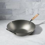 日本原产YOSHIKAWA COOK-PAL炼北京炒锅木柄无涂层33cm