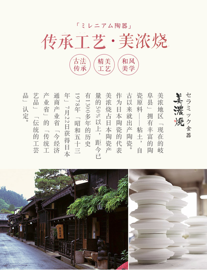 日本原产AITO Botanical美浓烧陶瓷餐盘餐碗碟子 6件套装 蓝白