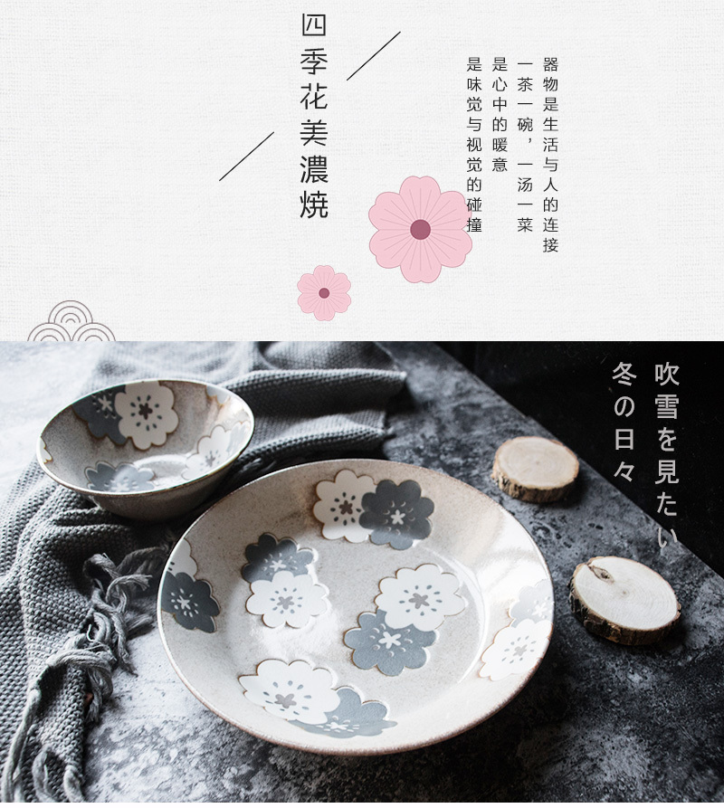 日本原产AITO Nordic Flower 美浓烧陶瓷碗碟冬雪 餐碗