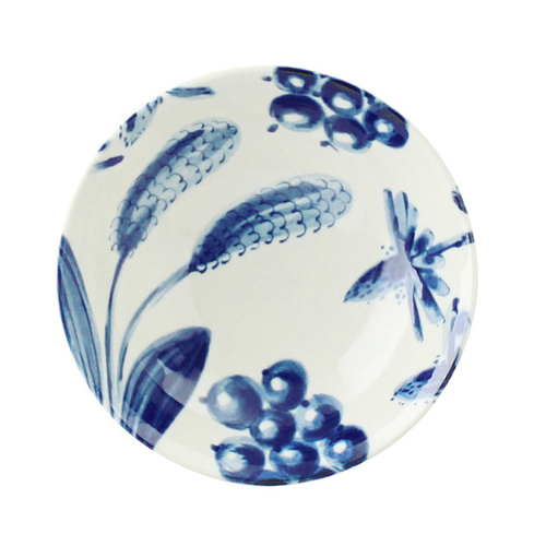 日本原产AITO Botamical美浓烧陶瓷碗浅口碗汤面碗薰衣草 蓝白