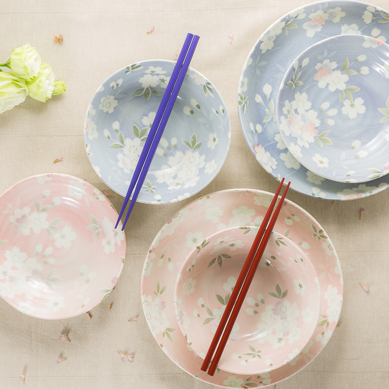 日本aito宇野千代樱吹雪美浓烧陶瓷组合八件套装礼盒装 花色