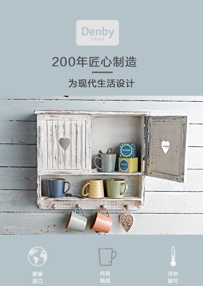 英国原产Denby绿林心雨系列 陶瓷马克杯陶瓷水杯 绿林心雨