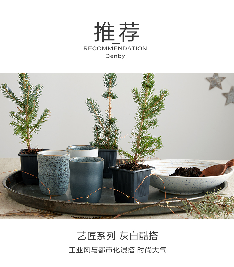 英国Denby艺匠灰系列 无柄马克杯水杯 白色