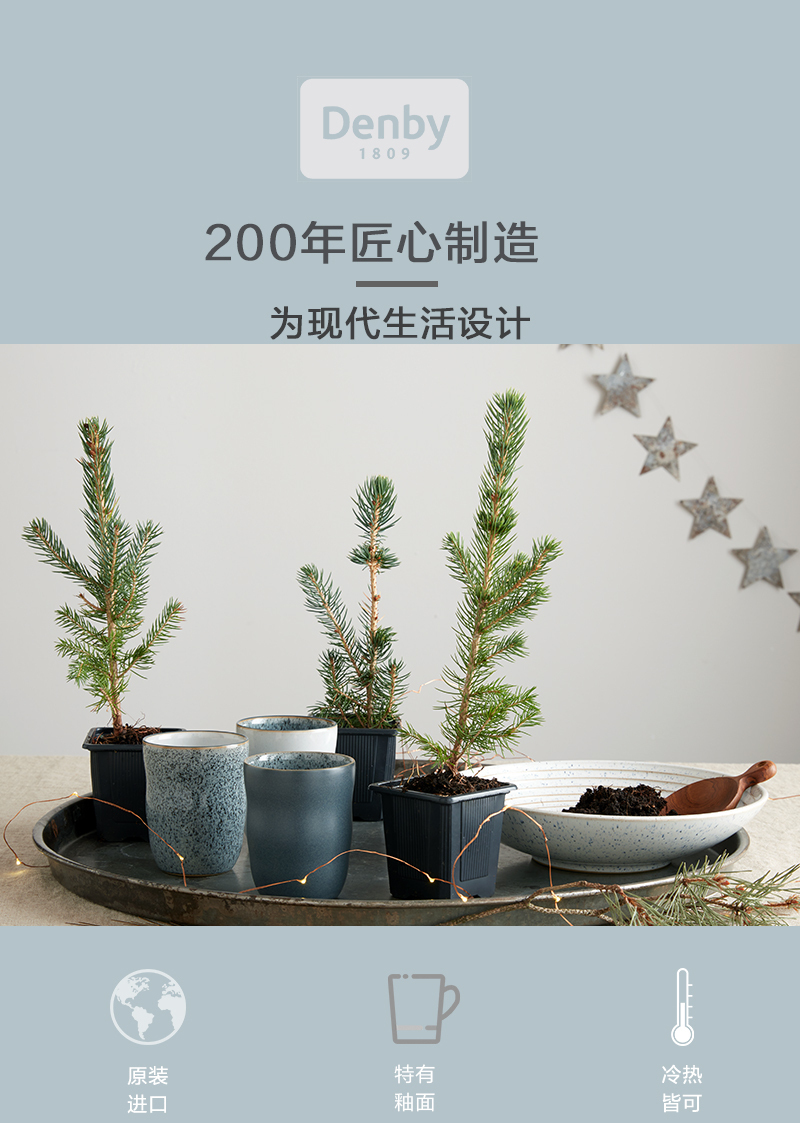 英国Denby艺匠灰系列 无柄马克杯水杯 白色