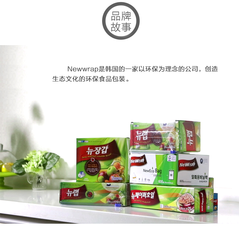 韩国原产Newwrap食品巧撕保鲜膜食品膜包装膜 透明 M-25cm