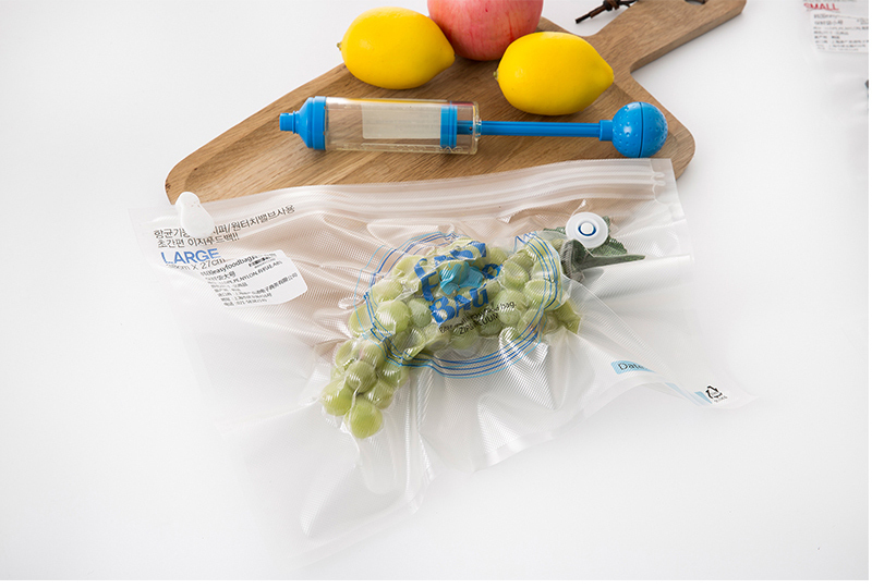韩国原产EASY FOOD BAG真空食物保鲜袋储存袋包装袋  天蓝 大号