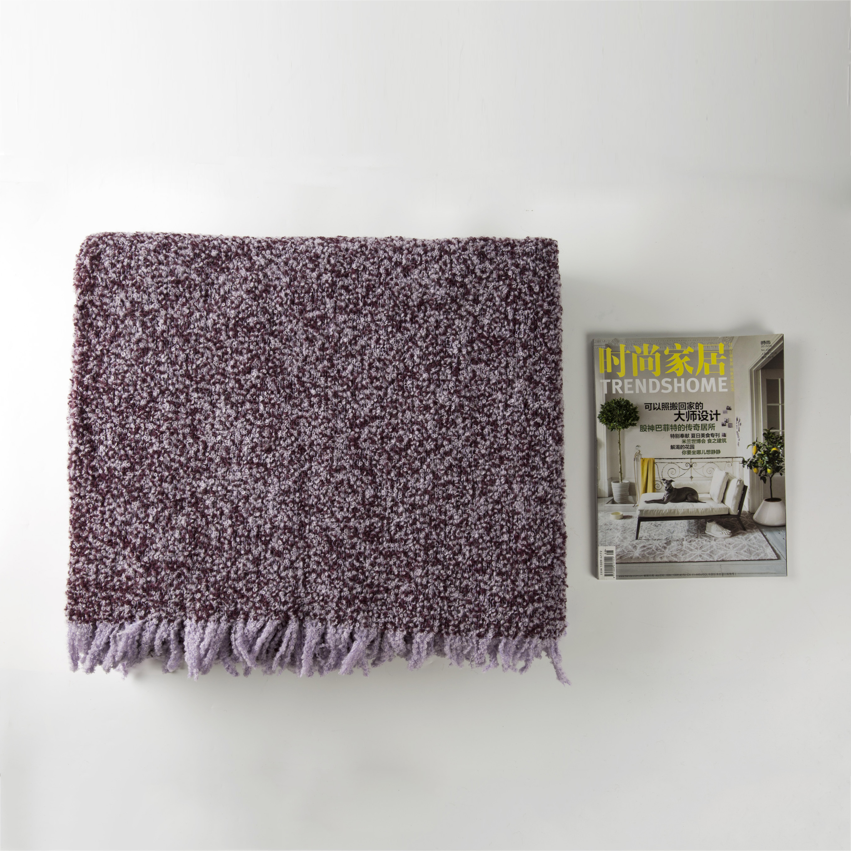 意大利原产SP Giardino Segreto混色美利奴羊毛毯沙发毯盖毯 深紫色