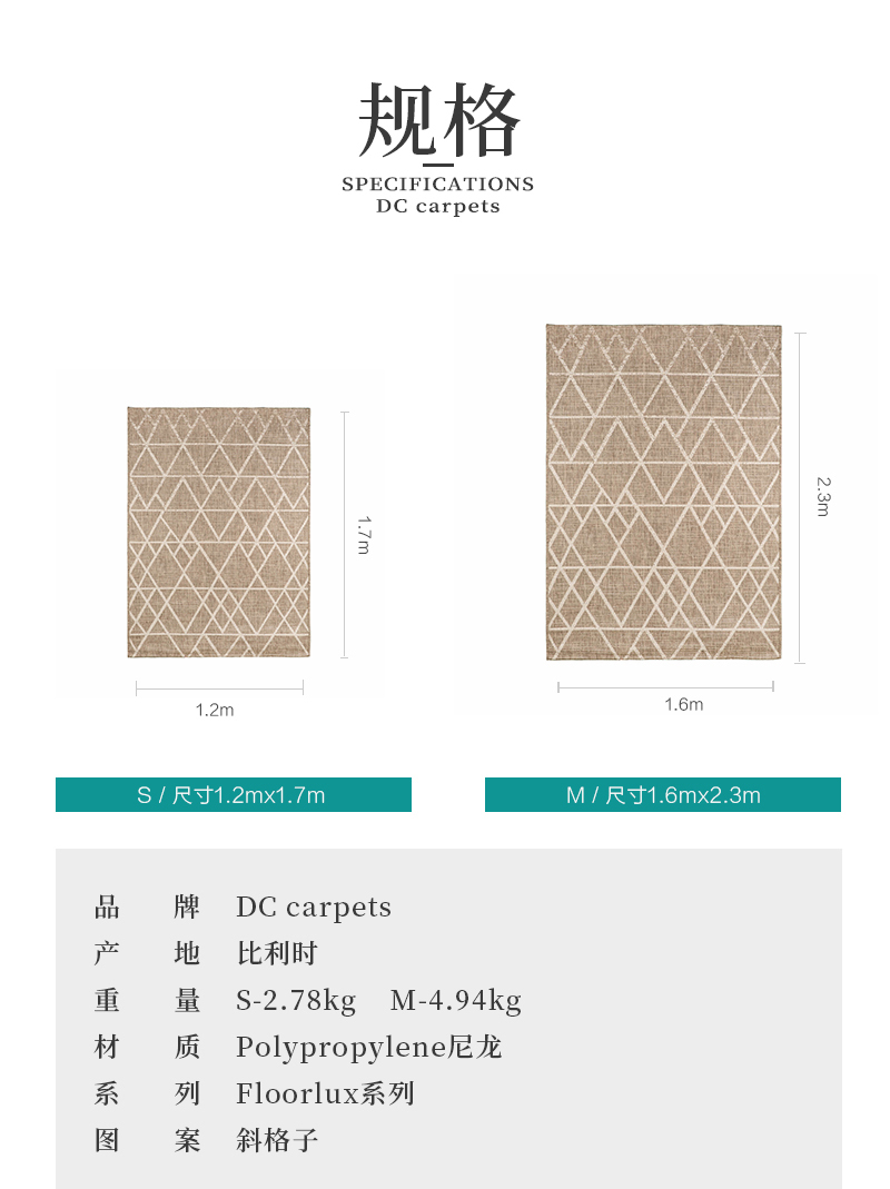 比利时DC carpets纺丝地毯机织地毯地垫floorlux系列 银灰色 S  120*170cm