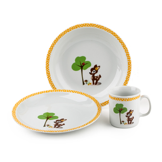 德国原产Eschenbach童话主题小鹿图案陶瓷餐具3件套