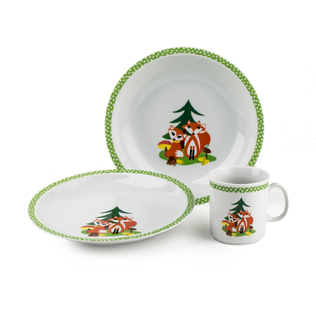 德国原产Eschenbach童话主题红狐狸图案陶瓷餐具3件套
