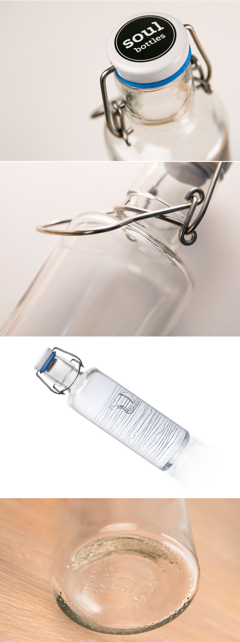 德国原产soul bottles玻璃水瓶水具玻璃瓶子 纯净之水 透明
