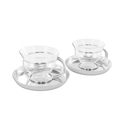 德国原产mono玻璃茶具茶杯带杯碟2件 0.125L 透明