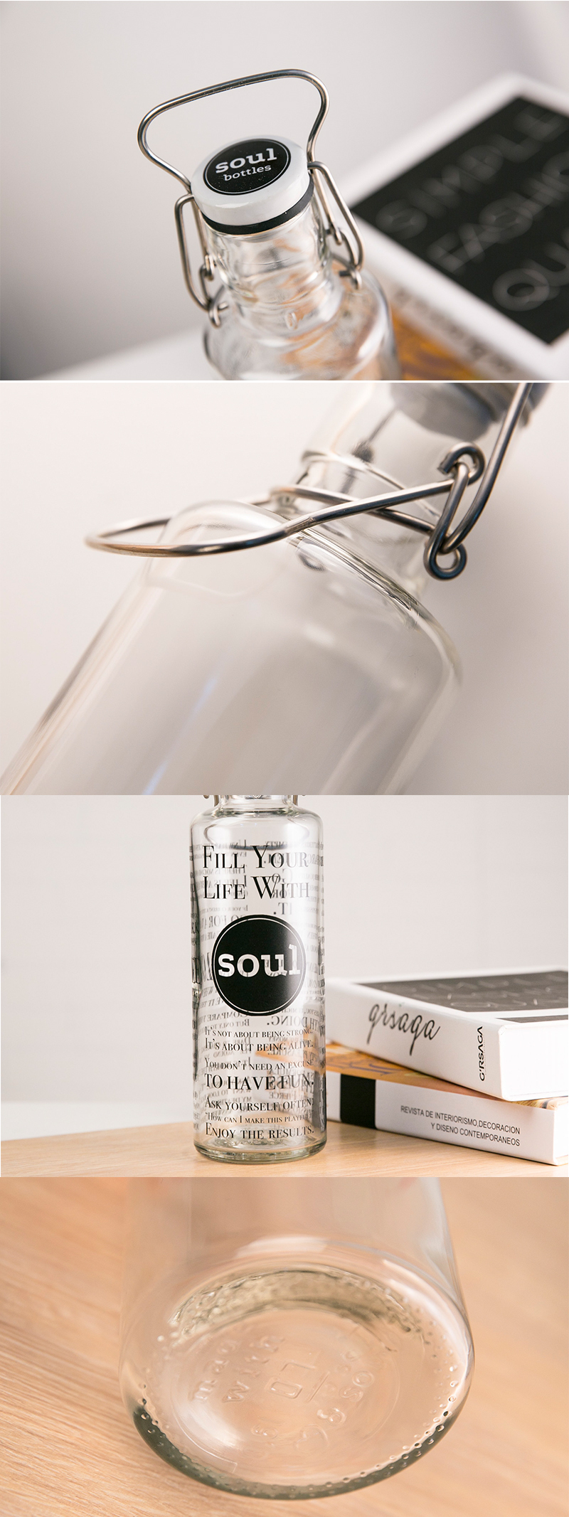 德国原产soul bottles玻璃水瓶水具玻璃瓶子灵魂之约 透明