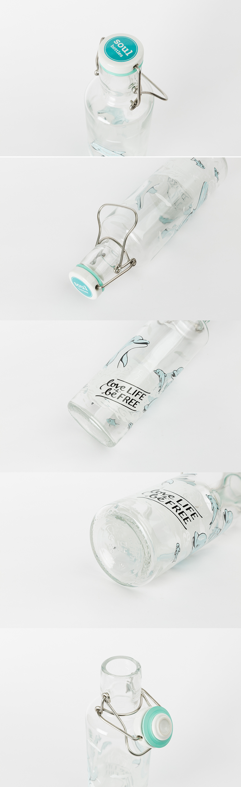 德国原产soul bottles玻璃水具水瓶快乐的海豚0.6L 透明