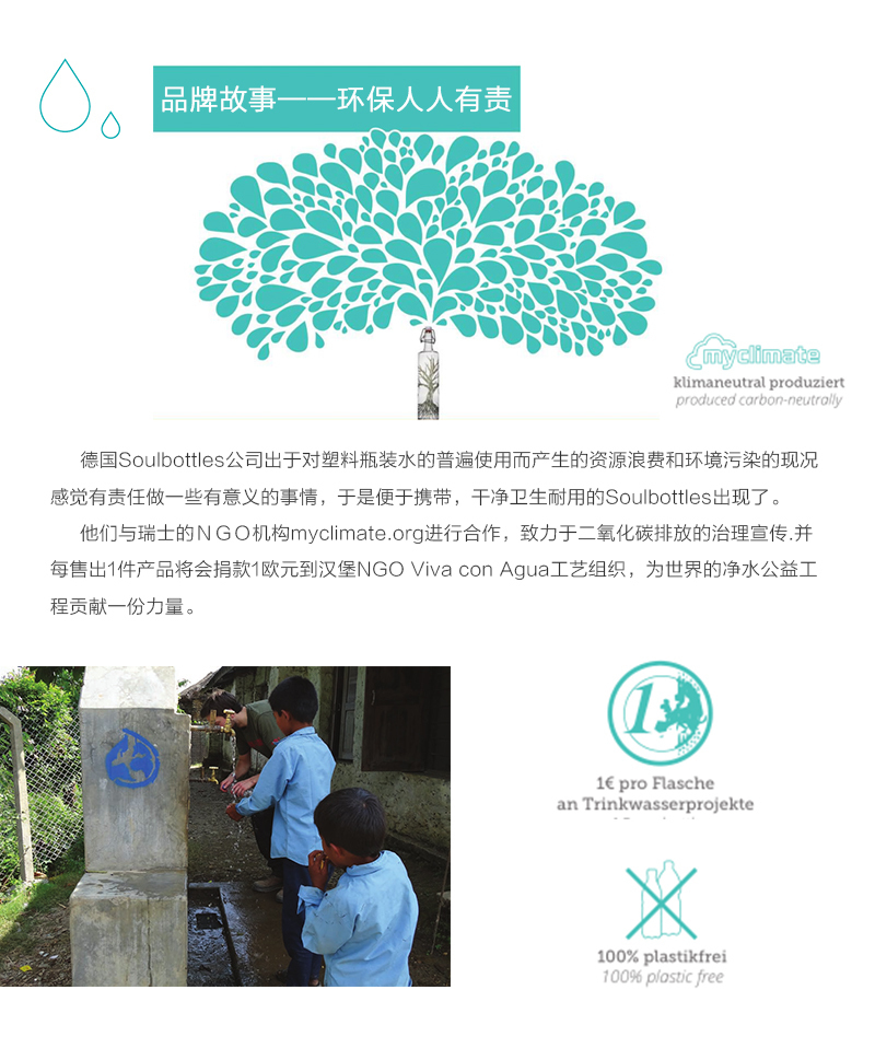 德国原产soul bottles玻璃水瓶水具玻璃瓶子灵魂之约 透明