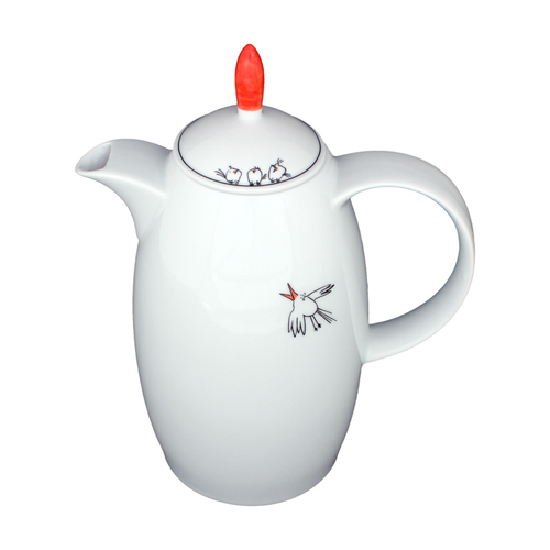 德国原产Eschenbach幸福鸟咖啡壶陶瓷咖啡壶1.3L 白色