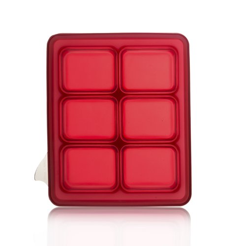 韩国原产BBTTO硅胶食物储存格收纳盒辅食盒冰模大款6格 红色