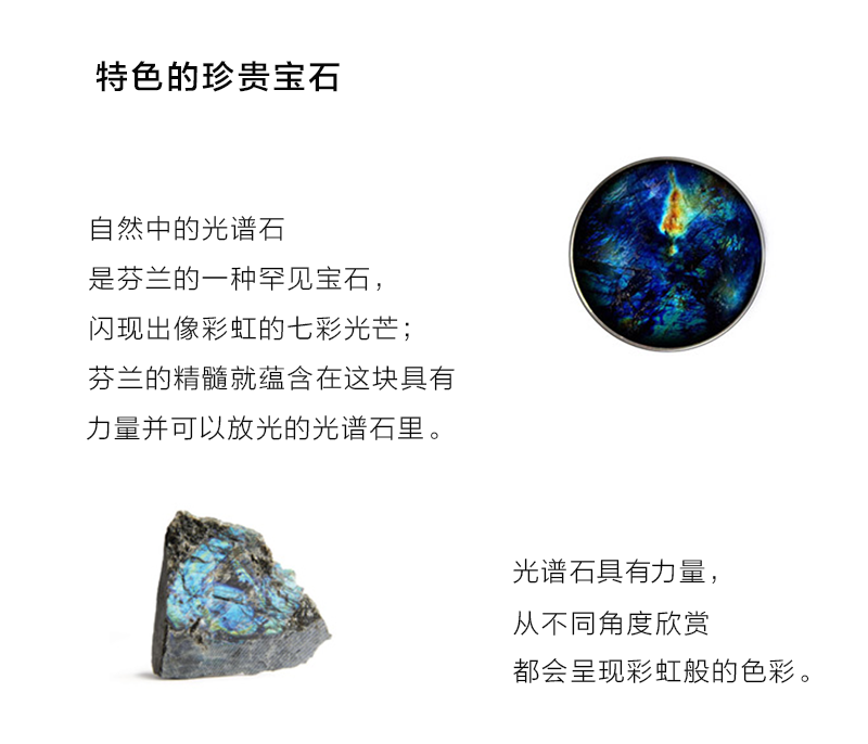 芬兰原产SPEKTRIKORU 饰品光谱石Half项链项链银饰吊饰 彩色