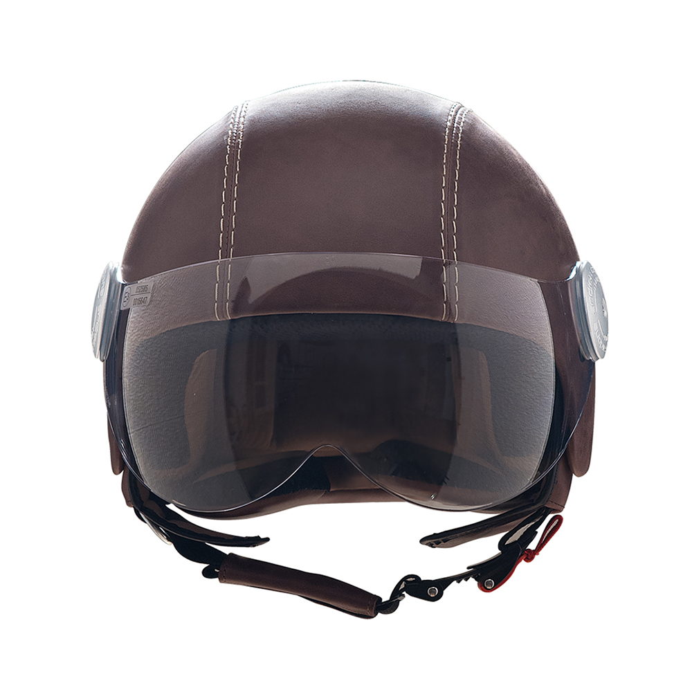 cardone真皮男女士摩托车头盔机车安全帽 棕色 s 头围56cm_帽子_服饰