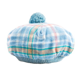 英国原产LOCHCARRON of SCOTLAND彼得兔格子呢羔羊毛儿童帽子